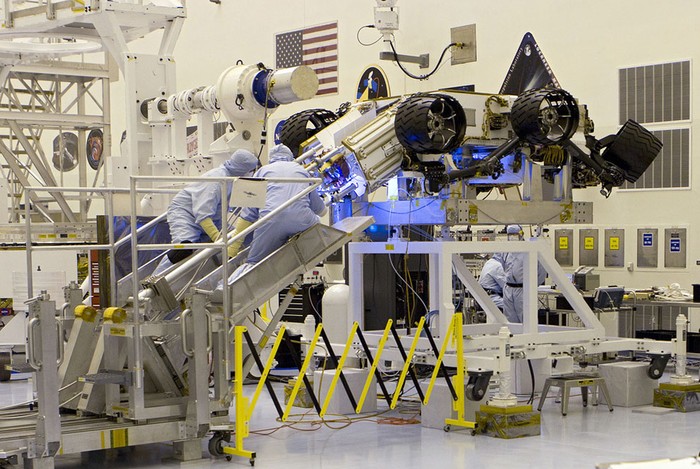 Qúa trình lắp ráp, đưa Robot Curiosity vào module đặc biệt trước khi ráp vào tên lửa đẩy